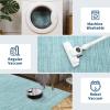 Garvee Washable Runner Rug for Hallway 2×6 Black Bathroom Rug Non Slip Non Shedding Modern Solid Color Floor Covering Stain Resistant Contemporary Accent Mats for Entryway Bedroom Kitchen(Modern|blue)