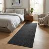 Garvee Washable Runner Rug for Hallway 2×6 Black Bathroom Rug Non Slip Non Shedding Modern Solid Color Floor Covering Stain Resistant Contemporary Accent Mats for Entryway Bedroom Kitchen(Solid Color|black)