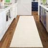 Garvee Washable Runner Rug for Hallway 2×6 Black Bathroom Rug Non Slip Non Shedding Modern Solid Color Floor Covering Stain Resistant Contemporary Accent Mats for Entryway Bedroom Kitchen(Modern|beige)