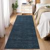 Garvee Washable Runner Rug for Hallway 2×6 Black Bathroom Rug Non Slip Non Shedding Modern Solid Color Floor Covering Stain Resistant Contemporary Accent Mats for Entryway Bedroom Kitchen(Neutral|blue)