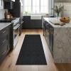 Garvee Washable Runner Rug for Hallway 2×6 Black Bathroom Rug Non Slip Non Shedding Modern Solid Color Floor Covering Stain Resistant Contemporary Accent Mats for Entryway Bedroom Kitchen(Solid Color|black)
