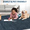 Garvee Washable Runner Rug for Hallway 2×6 Black Bathroom Rug Non Slip Non Shedding Modern Solid Color Floor Covering Stain Resistant Contemporary Accent Mats for Entryway Bedroom Kitchen(Neutral|blue)