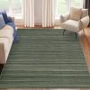 Garvee Washable Striped Rug 10×13, Large Area Rug for Living Room, Bedroom, or Dining Room, Soft Low-Pile Striped Carpet, Non-Slip, Easy to Clean, Neutral Color for Home Decor (Green)