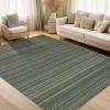 Garvee Washable Striped Rug 10×13, Large Area Rug for Living Room, Bedroom, or Dining Room, Soft Low-Pile Striped Carpet, Non-Slip, Easy to Clean, Neutral Color for Home Decor (Green)