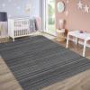 Garvee Washable Striped Rug 9×12, Large Soft Area Rug for Living Room Bedroom, Striped Carpet with Low Pile, Non-Slip Backing, Easy to Clean Contemporary Floor Rug for Home Decor (Black)