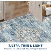 Garvee Washable Vintage Area Rug Distressed Floral Print Living Room Rugs Retro Accent Floorcover Mat Non Slip Low Pile Throw Carpet for Kitchen Dining Room Office Apartment(Blue)