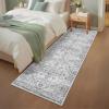 Garvee Washable Vintage Area Rug Distressed Floral Print Living Room Rugs Retro Accent Floorcover Mat Non Slip Low Pile Throw Carpet for Kitchen Dining Room Office Apartment(Light Grey)