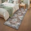 Garvee Washable Vintage Area Rug Distressed Floral Print Living Room Rugs Retro Accent Floorcover Mat Non Slip Low Pile Throw Carpet for Kitchen Dining Room Office Apartment(Red)