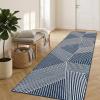 Garvee 10×13 Large Living Room Rugs, Modern Geometric Bedroom Rug Non Slip Low Pile Under Table Carpet for Dining Room, Stain Resistant Ultra Thin Throw Rug for Boy’s Room Office, Green(Striped|blue)