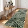 Garvee 10×13 Large Living Room Rugs, Modern Geometric Bedroom Rug Non Slip Low Pile Under Table Carpet for Dining Room, Stain Resistant Ultra Thin Throw Rug for Boy’s Room Office, Green(Striped|green)