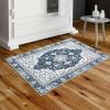 Garvee 2×3 Ft Boho Printed Area Rug,Large Soft Washable Area Rug,Distressed Pattern Rugs for Living Room – Non-Slip,Foldable,Low Pile Vintage Boho Carpet for Bedroom,Dining Room, and Office(Gray(Blue)