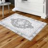 Garvee 2×3 Ft Boho Printed Area Rug,Large Soft Washable Area Rug,Distressed Pattern Rugs for Living Room – Non-Slip,Foldable,Low Pile Vintage Boho Carpet for Bedroom,Dining Room, and Office(Gray(Grey)