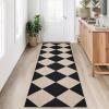 Garvee 2×6 Runner Rug Non Slip Washable Entryway Rugs Easy Jute Braided Rugs for Kitchen, Hallway, Modern Diamond Checkered Front Door Rug Outdoor Area Rug Black and Natural Color
