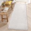 Garvee 2×6 Runner Rug for Hallway Non-Slip Stain Resistant Fluffy Nursery Rug Ultra Soft Shag Throw Carpet Solid Color Indoor Floor Carpet for Bedroom Bedside Kids Room Girls Room Home Decor, White