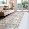 Garvee 2×6 Washable Vintage Runner Rug for Entryway Kitchen Soft Non Slip Thin Carpet Traditional Floral Print Floor Cover Distressed Accent Throw Rug for Hallway Bathroom Bedroom, Brown(Brown)