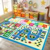 Garvee 4×6 Rugs for Kids Room, Washable Playroom Rug Hopscotch＆Ludo Game Area Rugs with Colors, Non Slip Ultra Soft Educational Learning Carpet Stain Resistant City Road Mats for Children Baby Toddler(Hopscotch)