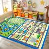 Garvee 4×6 Rugs for Kids Room, Washable Playroom Rug Hopscotch＆Ludo Game Area Rugs with Colors, Non Slip Ultra Soft Educational Learning Carpet Stain Resistant City Road Mats for Children Baby Toddler(City Life)