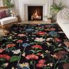 Garvee 8×10 Floral Area Rugs Washable, Non Slip Low Pile Boho Indoor Rug, Soft Vintage Carpet for Living Room, Bedroom, Dining Room, Light Green(Black)