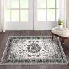 Garvee 8×10 ft Boho Vintage Area Rug, Machine Washable Gray Medallion Rug with Non-Slip Rubber Backing, Low Pile Soft Carpet for Living Room Bedroom Dining Room Kitchen, Pet Friendly(Gray)(Grey)