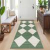 Garvee 9×12 Area Rug Washable Black Rug for Living Room Dining Room Low Pile Neutral Area Rugs Modern Geometric Checkered Rugs Low Pile Bedroom Area Rug(Green)