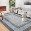 Garvee 9×12 Living Room Rug Large Washable Braided Rug Non Slip Accent Carpet Braided Print Carpet Indoor Rustic Area Rug Border Carpet for Bedroom Home Decor (Grey)