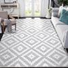 Garvee 9×12 Washable Area Rugs Non-Slip Living Room Rug Non-Shedding Indoor Throw Rugs for Bedroom Low Pile Geometric Area Rug for Dinning Room Office, Grey