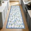 Garvee Floral 8×10 Living Room Bedroom Rugs, Washable Non-Slip Vintage Retro Accent Dining Room Rug, Soft Low-Pile Indoor Farmhouse Decorative Rugs for Home Office Girls Room, Pink(Tulip|blue)