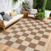 Garvee Outdoor Rug 6×9 Living Room Rugs Woven Easy Jute Rug for Dining Room Modern Checkered Bedroom Area Rug Indoor Outdoor Carpet Brown Rug