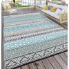 Garvee Outdoor Rugs 5×8 for Patios Clearance, Waterproof Mats for Porch, Deck, Plastic Straw Area Rugs for Backyard, Balcony, Reversible, Blue & Gray