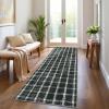 Garvee Washable 4×6 Area Rug Indoor Modern Geometric Checkered Print Bedroom Rugs Soft Non Slip Floor Carpet for Living Room Dining Room Kitchen Low Pile Untra Thin Rug for Nusery Playroom, Blue(Black)