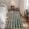Garvee Washable 4×6 Area Rug Indoor Modern Geometric Checkered Print Bedroom Rugs Soft Non Slip Floor Carpet for Living Room Dining Room Kitchen Low Pile Untra Thin Rug for Nusery Playroom, Blue(Green)