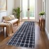 Garvee Washable 4×6 Area Rug Indoor Modern Geometric Checkered Print Bedroom Rugs Soft Non Slip Floor Carpet for Living Room Dining Room Kitchen Low Pile Untra Thin Rug for Nusery Playroom, Blue(Blue)