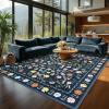 Garvee Washable Floral Rug 9x12ft Non Slip Living Room Rug, Area Rugs Vintage Distressed Soft Carpet for Bedroom, Dinning Room, Home Office(Blue)