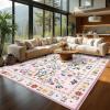 Garvee Washable Floral Rug 9x12ft Non Slip Living Room Rug, Area Rugs Vintage Distressed Soft Carpet for Bedroom, Dinning Room, Home Office(Light Pink)