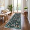 Garvee Washable Rug 8×10 Vintage Area Rug for Living Room Non Slip Boho Medal Throw Rugs Non Shedding Farmhouse Distressed Carpet Foldable Thin Retro Rug for Office Kid Nursery Playroom Blue Brown(Butterfly | Black)