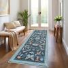 Garvee Washable Rug 8×10 Vintage Area Rug for Living Room Non Slip Boho Medal Throw Rugs Non Shedding Farmhouse Distressed Carpet Foldable Thin Retro Rug for Office Kid Nursery Playroom Blue Brown(Butterfly | Blue)