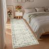 Garvee Washable Rug 8×10 Vintage Area Rug for Living Room Non Slip Boho Medal Throw Rugs Non Shedding Farmhouse Distressed Carpet Foldable Thin Retro Rug for Office Kid Nursery Playroom Blue Brown(Beige)