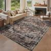 Garvee Washable Rug 8×10 Vintage Area Rug for Living Room Non Slip Boho Medal Throw Rugs Non Shedding Farmhouse Distressed Carpet Foldable Thin Retro Rug for Office Kid Nursery Playroom Blue Brown(Brown)