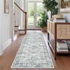 Garvee Washable Rug 8×10 Vintage Area Rug for Living Room Non Slip Boho Medal Throw Rugs Non Shedding Farmhouse Distressed Carpet Foldable Thin Retro Rug for Office Kid Nursery Playroom Blue Brown(Blue Brown)