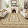 Garvee Washable Rug 9×12 Modern Bordered Area Rugs for Living Room Contemporary Rustic Soft Anti-Skid Folding Carpet Non-Shedding Indoor Floor Carpets for Bedroom Dining Room Home Office, Beige(Border-jute)