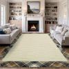 Garvee Washable Rug 9×12 Modern Bordered Area Rugs for Living Room Contemporary Rustic Soft Anti-Skid Folding Carpet Non-Shedding Indoor Floor Carpets for Bedroom Dining Room Home Office, Beige(Wide Border-beige)