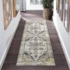 Garvee Washable Runner Rug 2×6 ft Non-Slip Non-Shedding Persian Hallway Runner, Stain Resistant Vintage Distressed Kitchen Mat Laundry Entryway Carpet Runner for Doorway Bedside, Grey