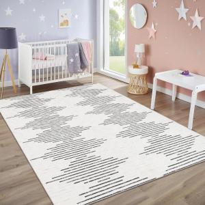 Garvee 10×13 Geometric Washable Rugs for Bedroom Minimalistic Striped Rug for Living Room Modern Office Carpet Non Slip Neutral Soft Nursery Rug Low Pile Large Farmhouse Rugs Green(Beige)