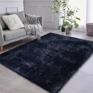 Garvee 9×12 Area Rug for Bedroom Navy Blue Fluffy Rugs Shag Carpet for Living Room Shag Rug for Kids Room, Plush Furry Rugs Decorative Accent Rug for Indoor Home Floor Carpet, Dark Navy