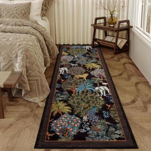 Garvee Jungle Green 8×10 Washable Rugs for Living Room Soft Non Slip Animal Print Bedroom Rugs Large Stain Resistant Botanical Forest Carpet for Kids Play Room Nursery Room Dining Room Decor(Animal Jungle/Black)