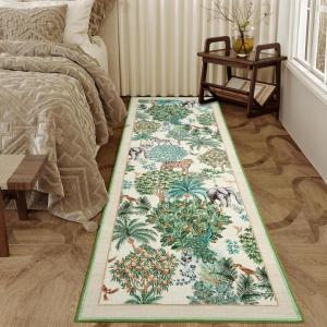 Garvee Jungle Green 8×10 Washable Rugs for Living Room Soft Non Slip Animal Print Bedroom Rugs Large Stain Resistant Botanical Forest Carpet for Kids Play Room Nursery Room Dining Room Decor(Animal Jungle/Beige)