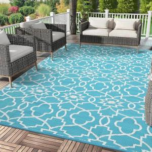 Garvee Outdoor Rug 9×18 Waterproof Outdoor Plastic Straw Rug for Camping with Carry Bag, Reversible Easy Cleaning Portable Border Floor Mat Outside Carpet for RV Patio Backyard Deck Picnic