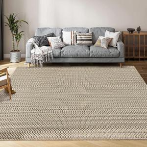 Garvee Vintage Print Area Rug,5×7 ft Boho Non-Slip Indoor Carpet with Realistic Braided Texture, Stain Resistant Distressed Print Mat for Living Room/Bedroom/Kitchen/Nursery-Washable, Durable(Black(Camel)