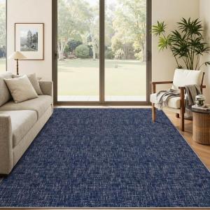 Garvee Washable Runner Rug for Hallway 2×6 Black Bathroom Rug Non Slip Non Shedding Modern Solid Color Floor Covering Stain Resistant Contemporary Accent Mats for Entryway Bedroom Kitchen(Solid Color|blue)