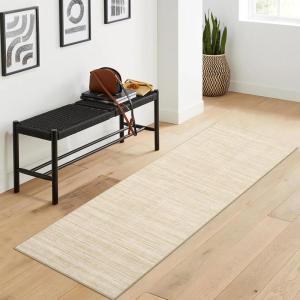 Garvee Washable Runner Rug for Hallway 2×6 Black Bathroom Rug Non Slip Non Shedding Modern Solid Color Floor Covering Stain Resistant Contemporary Accent Mats for Entryway Bedroom Kitchen(Modern|camel)